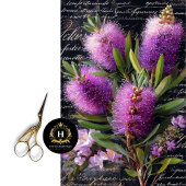 Paarse Flessenborstel Bloem Decoupage Tissuepapier