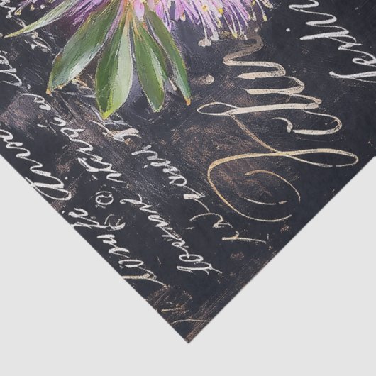 Paarse flessenborstel bloemenontkoppeling tissuepapier (Detail)