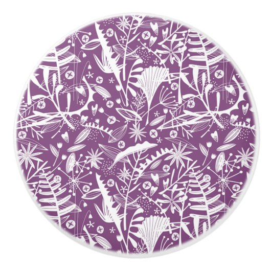 Paarse flessenhalsflora keramische knop (Voorkant)