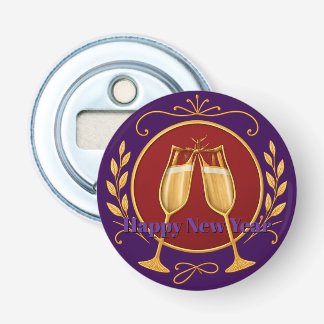 Paarse Flessenopener - Gelukkig Nieuwjaar Button Flesopener