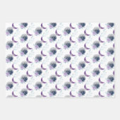 Paarse flessenpatroon met maan inpakpapier vel (Voorkant 3)