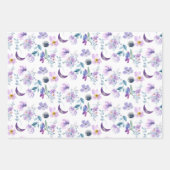 Paarse flessenpatroon met maan inpakpapier vel (Voorkant)