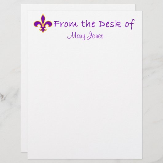  Paarse Fleur de Lis - Aangepast papier (Voorkant / Achterkant)