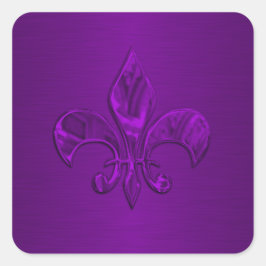 Paarse Fleur de Lis Envelope Seal Vierkante Sticker