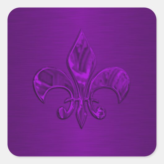 Paarse Fleur de Lis Envelope Seal Vierkante Sticker (Voorkant)