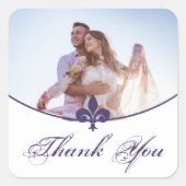 Paarse Fleur de Lis Foto Hartelijk dank Stickers (Voorkant)