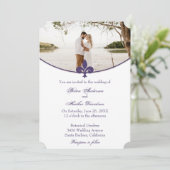 Paarse Fleur de Lis Foto Weddenschap Kaart (Staand voorkant)