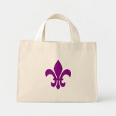 Paarse Fleur de Lis Mini Tote Bag (Voorkant)