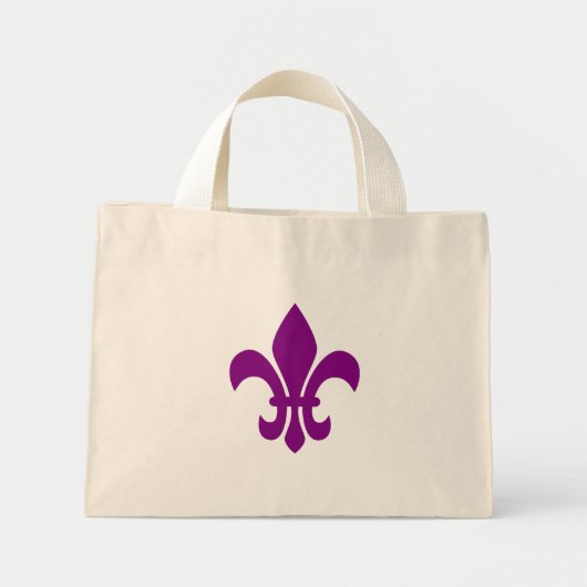 Paarse Fleur de Lis Mini Tote Bag (Voorkant)