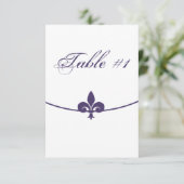 Paarse Fleur de Lis Ontvangsttafelkaart Kaart (Staand voorkant)