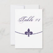 Paarse Fleur de Lis Ontvangsttafelkaart Kaart (Achterkant)