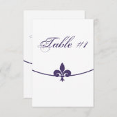 Paarse Fleur de Lis Ontvangsttafelkaart Kaart (Voorkant / Achterkant)