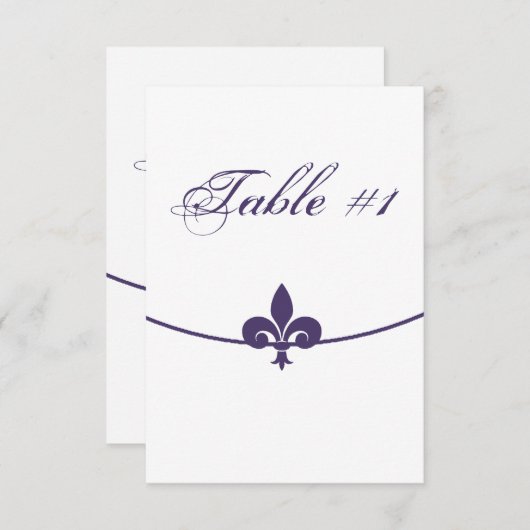 Paarse Fleur de Lis Ontvangsttafelkaart Kaart (Voorkant / Achterkant)