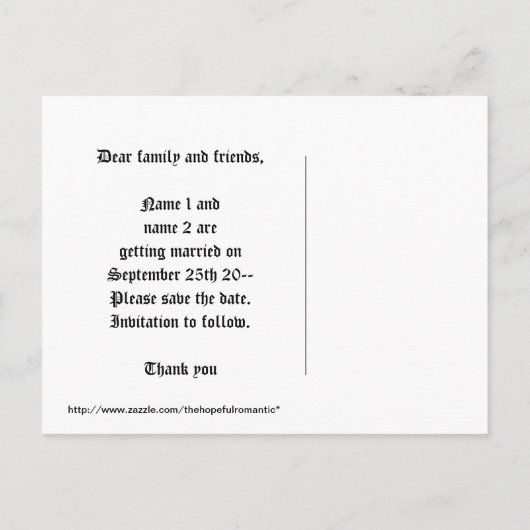 Paarse fleur de lis op zwart bewaar de datum bruil aankondigingskaart (Achterkant)