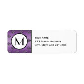 Paarse Fleur de Lis Patroon Retouradres Label (Voorkant)