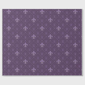 Paarse Fleur de Lis Pattern Cadeaupapier (Vlak)