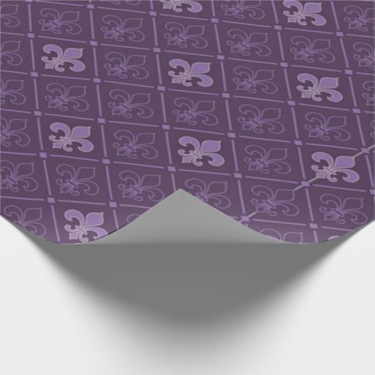 Paarse Fleur de Lis Pattern Cadeaupapier (Hoek)