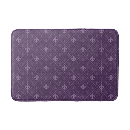 Paarse Fleur de Lis Pattern Decor Badmat (Voorkant)