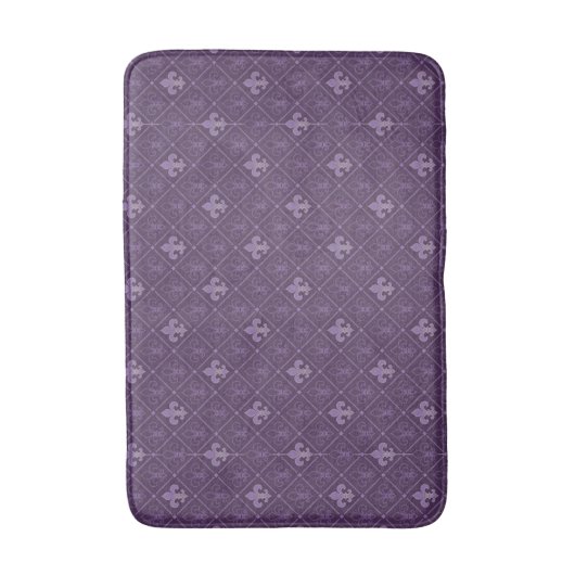 Paarse Fleur de Lis Pattern Decor Badmat (Voorkant Verticaal)