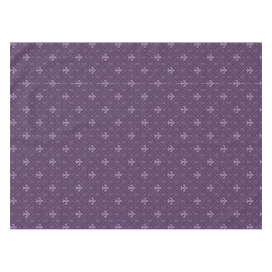 Paarse Fleur de Lis Pattern Tafelkleed (Voorkant (Horizontaal))