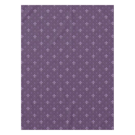 Paarse Fleur de Lis Pattern Tafelkleed (Voorkant)