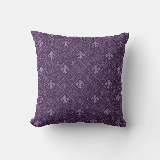 Paarse Fleur de Lis Pattern Thuisdecor Pillow Kussen (Voorkant)