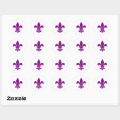 Paarse Fleur de Lis Ronde Sticker (Vel)