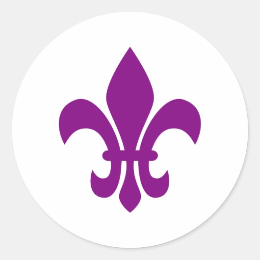 Paarse Fleur de Lis Ronde Sticker (Voorkant)