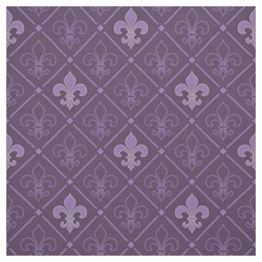 Paarse Fleur de Lis Seamless Pattern Stof (Swatch)