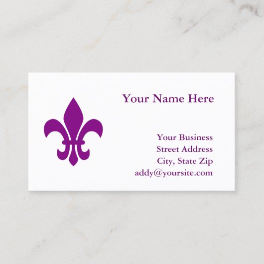 Paarse Fleur de Lis Visitekaartje (Voorkant)