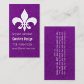 Paarse  Fleur De Lis-Visitekaartjes Visitekaartje (Voorkant / Achterkant)