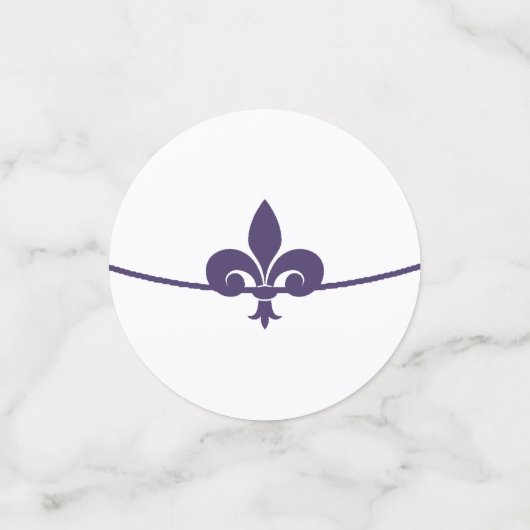 Paarse Fleur de Lis Wedding Shower Table Confetti (Kleine voorkant)