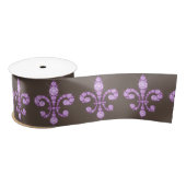 Paarse Fleur de Lys Satin Ribbon Satijnen Lint (Spoel)