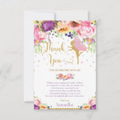 Paarse flora Baby shower Birthday Bedankkaart (Voorkant)