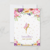 Paarse flora Baby shower Birthday Bedankkaart (Achterkant)