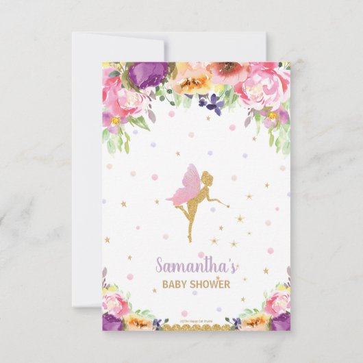 Paarse flora Baby shower Birthday Bedankkaart (Achterkant)