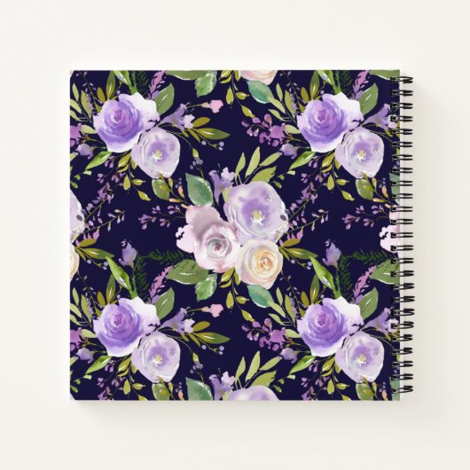 paarse flora baby shower gastboek kleine olifant notitieboek (Achterkant)