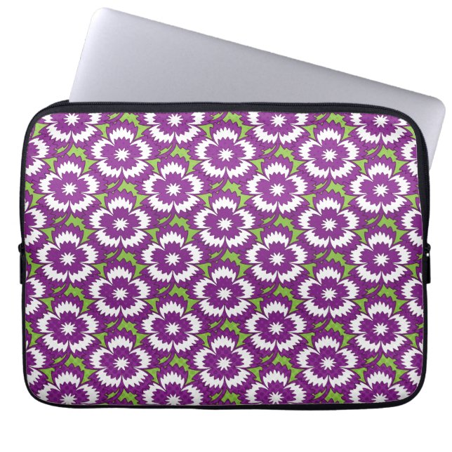  paarse flora Dianthus Barbatus patroon Laptop Sleeve (Voorkant)