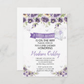 Paarse flora Een klein Bunny Baby shower kondigt a Aankondiging (Voorkant / Achterkant)