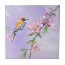 Paarse Flora en Fauna Kunst Botanische Waterverf Tegeltje