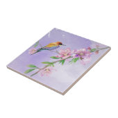 Paarse Flora en Fauna Kunst Botanische Waterverf Tegeltje (Zijkant)