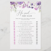 Paarse flora Hij zei dat ze vrijgezellenfeest spel (Voorkant)