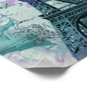 paarse  flora Paris Eiffeltoren Poster (Hoek)