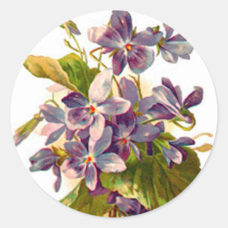 Paarse flora ronde sticker