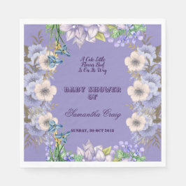 Paarse Flora Vlasbloesemballon Baby shower Servet