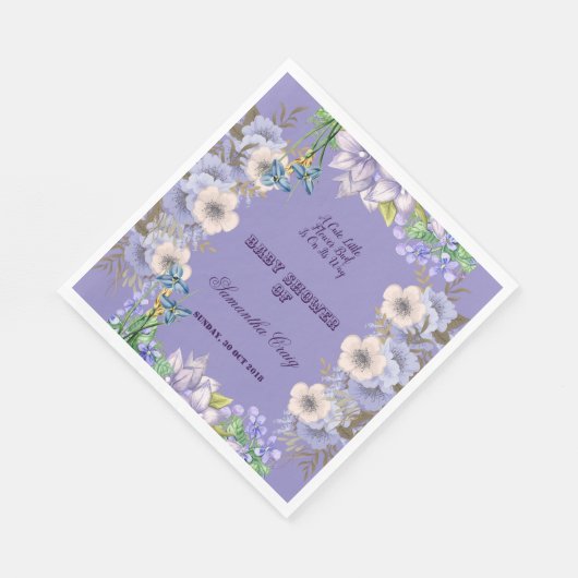 Paarse Flora Vlasbloesemballon Baby shower Servet (Hoek)