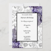 PAARSE FLORAAL SPRINGTHEMA FOLIE METALLIC BIRTHDAY KAART (Voorkant)