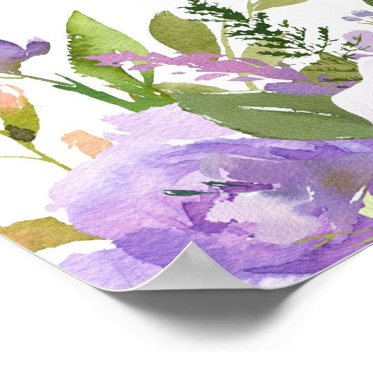 Paarse Floral 10-tafel bruiloft Poster (Hoek)