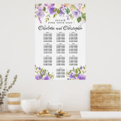 Paarse Floral 10-tafel bruiloft Poster (Keuken)