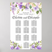 Paarse Floral 10-tafel bruiloft Poster (Voorkant)
